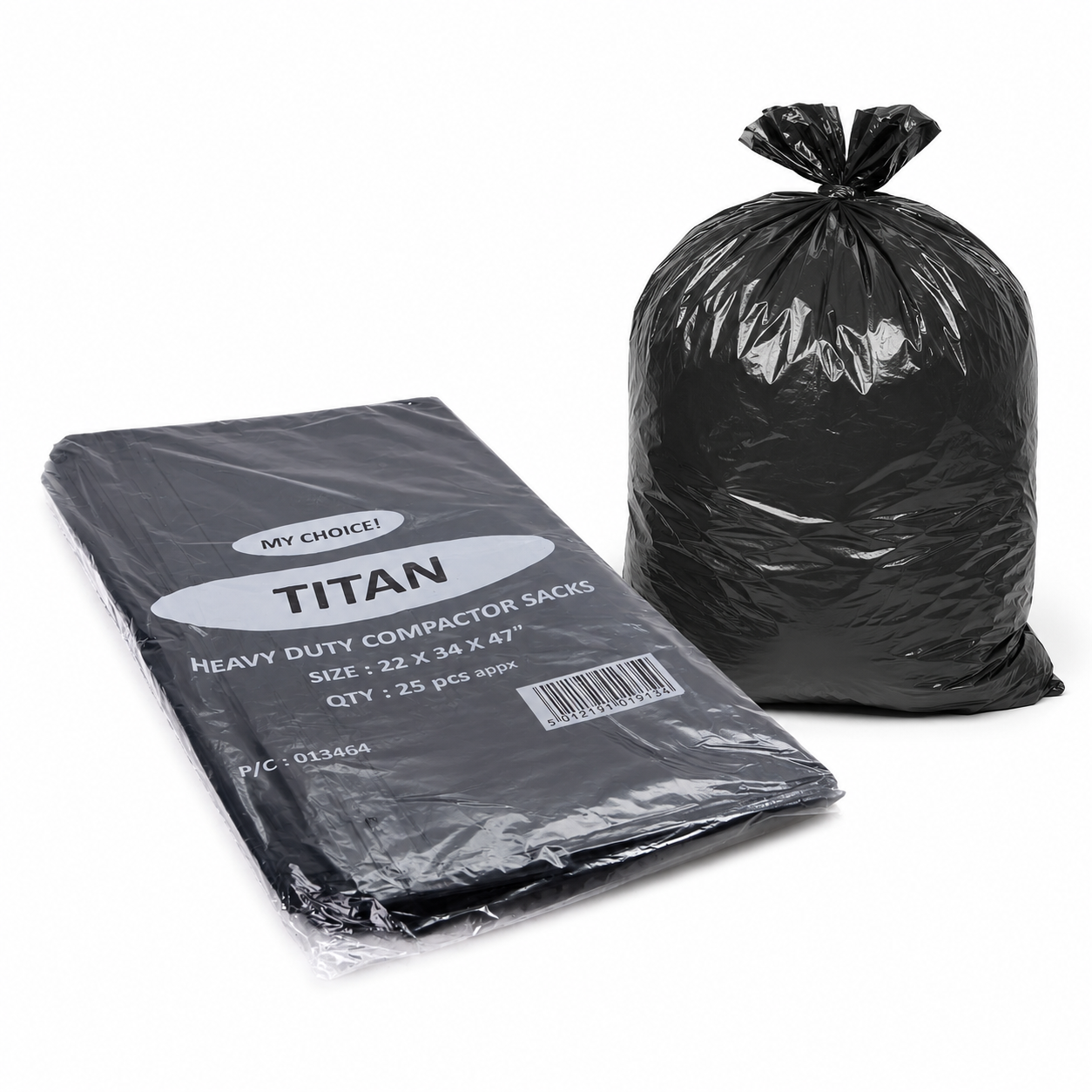 TITAN (HEAVY DUTY) BIN BAGS BLACK [22.5X34X47] 100