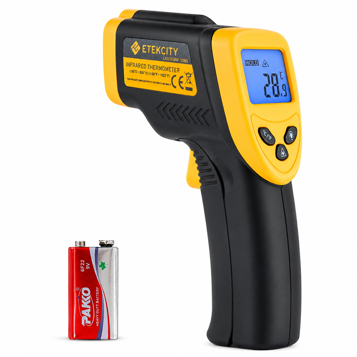 HAND-HELD THERMOMETER (BLACK/YELLOW)