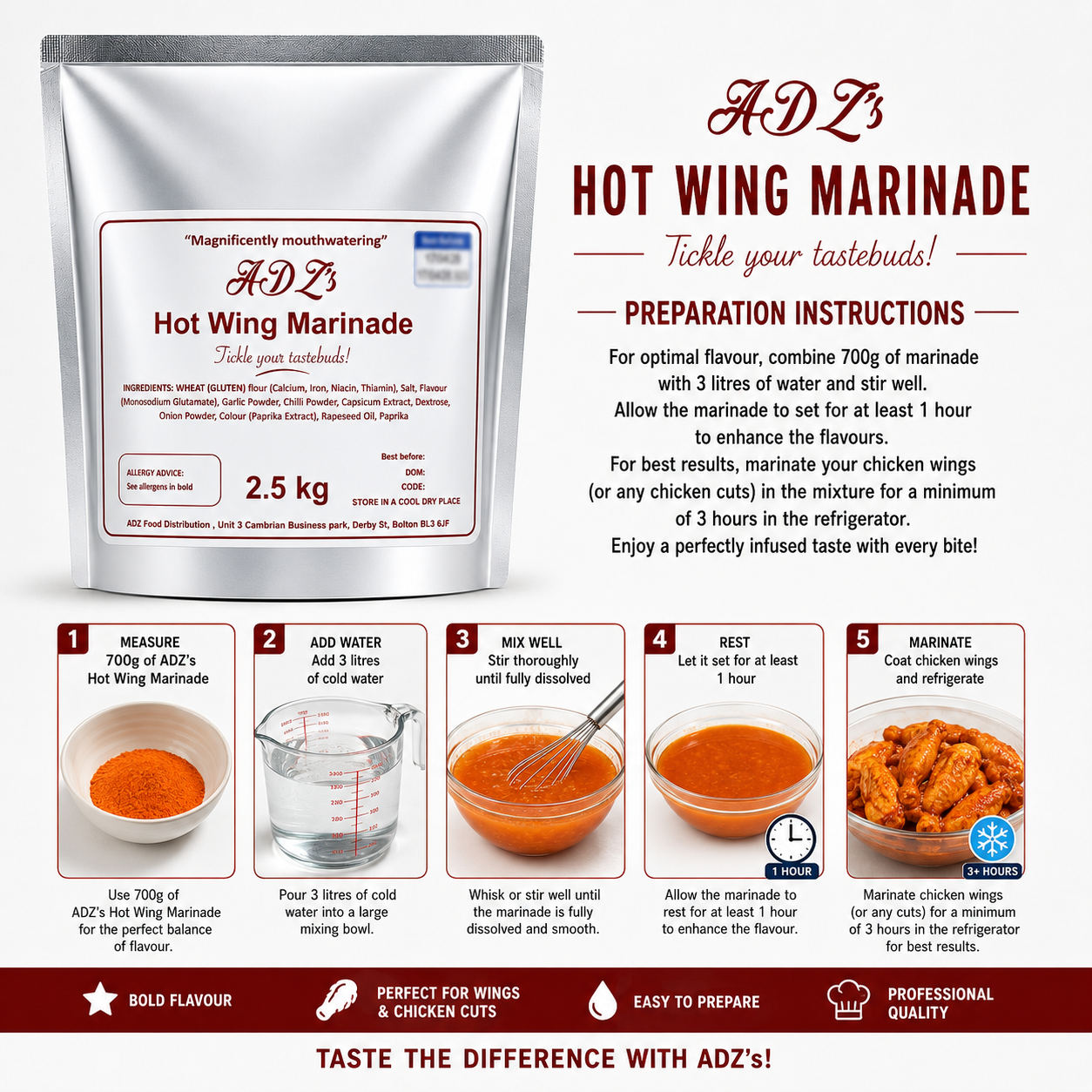 ADZ HOT WING MARINADE 2.5KG (SILVER BAG)