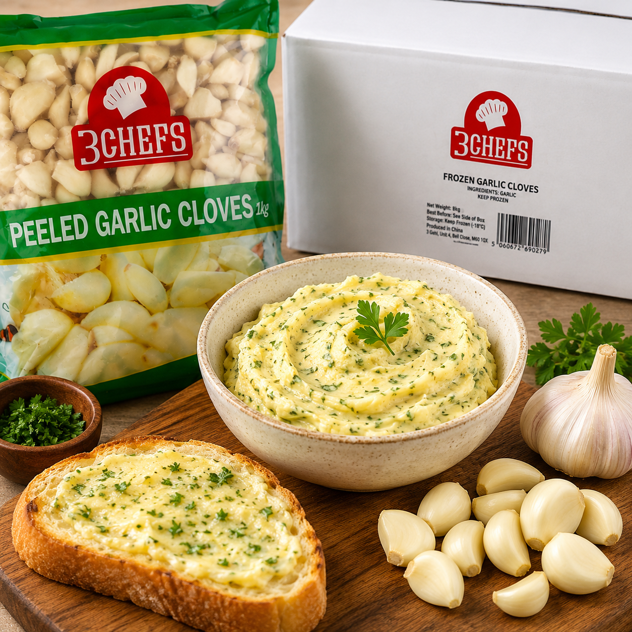 FROZEN PEELED GARLIC CLOVES BOX 8X1KG