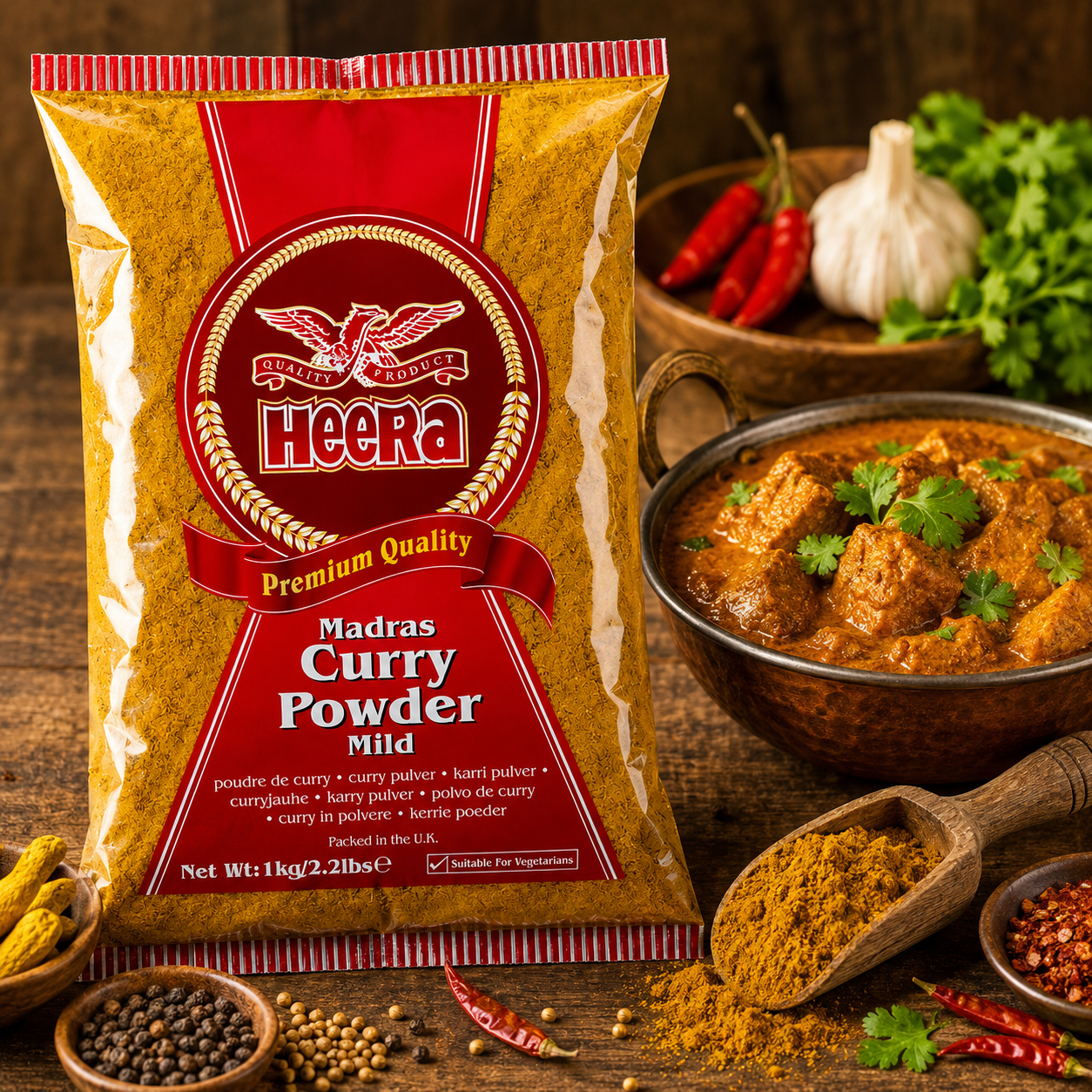 HEERA MADRAS CURRY POWDER MILD 1KG