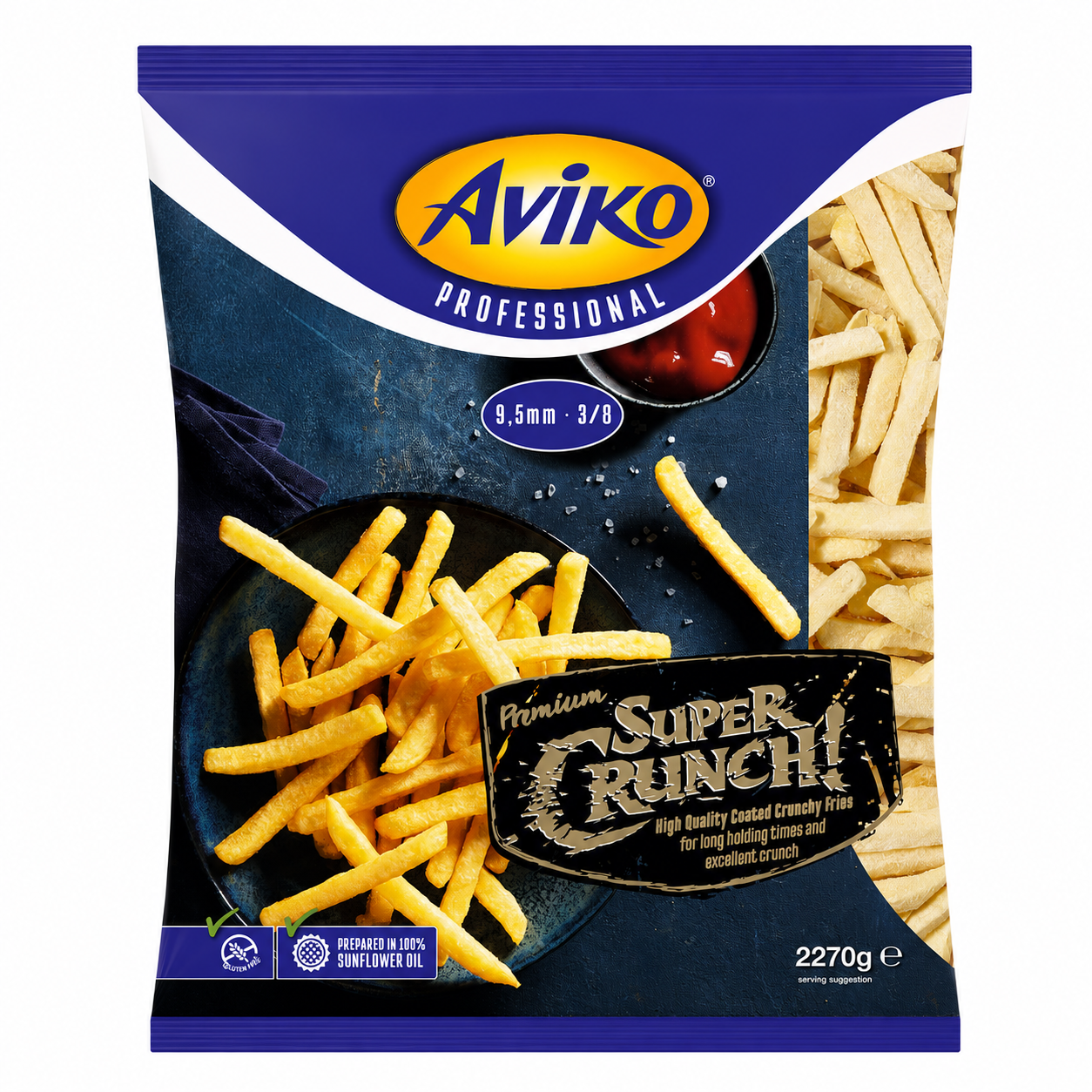 AVIKO SUPER CRUNCH THIN CUT 3/8 CHIPS 4X2.27 KG