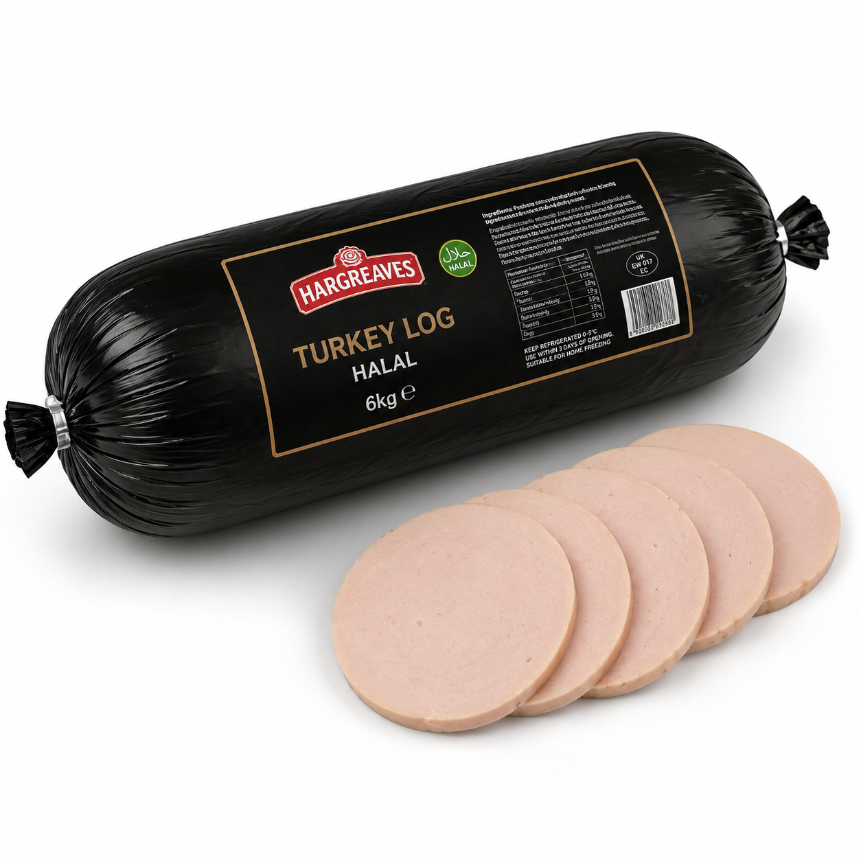 HARGREAVES HALAL TURKEY HAM LOG 6KG (HALAL BACON)