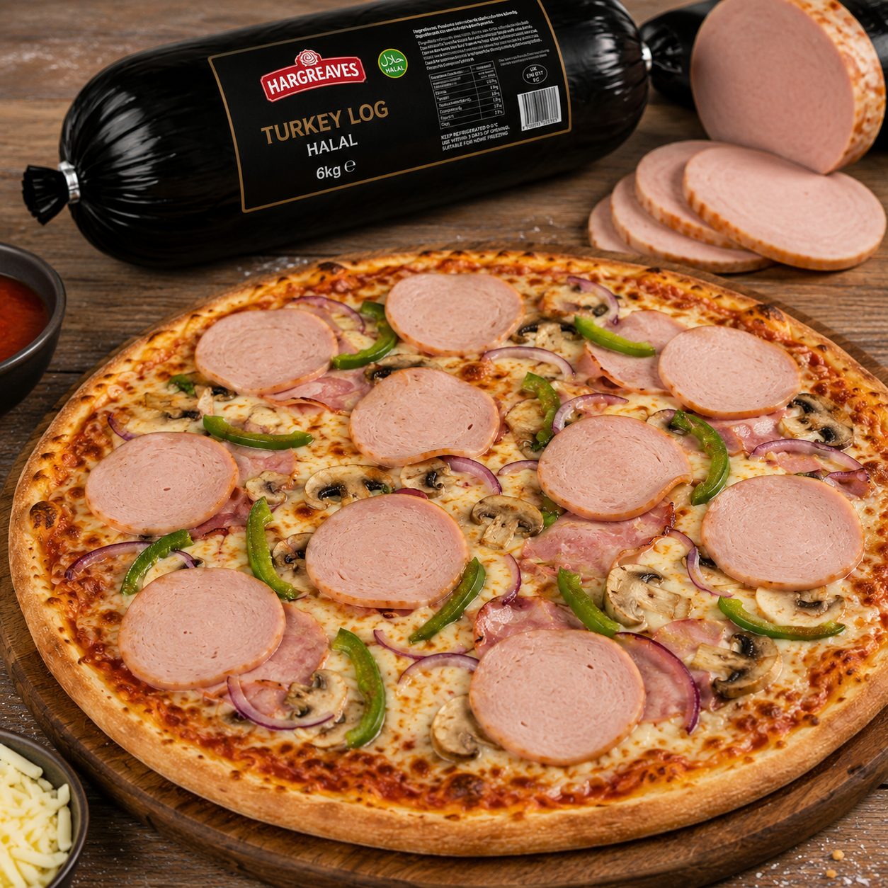 HARGREAVES HALAL TURKEY HAM LOG 6KG (HALAL BACON)