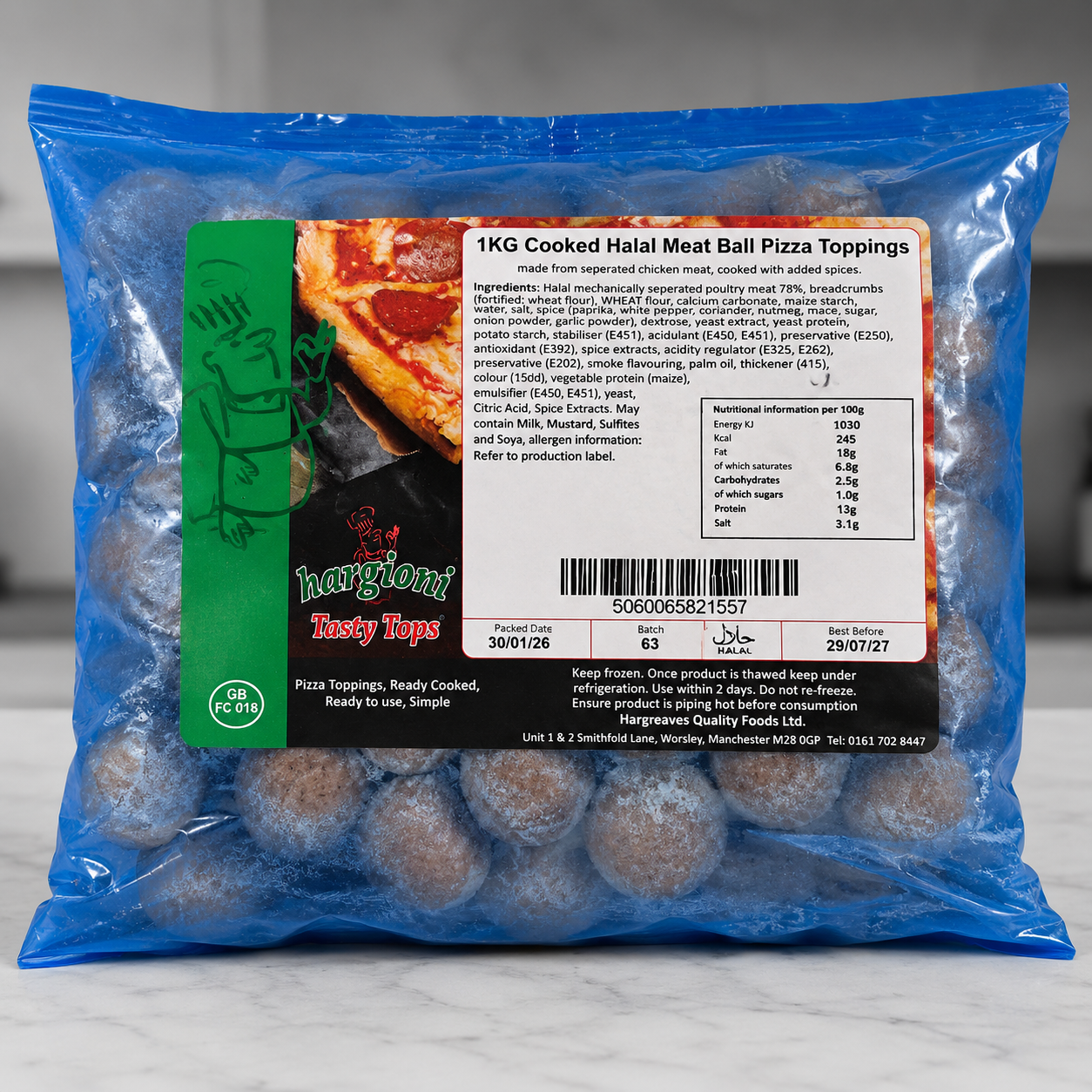 HARGREAVES HALAL MEATBALLS 1 KG
