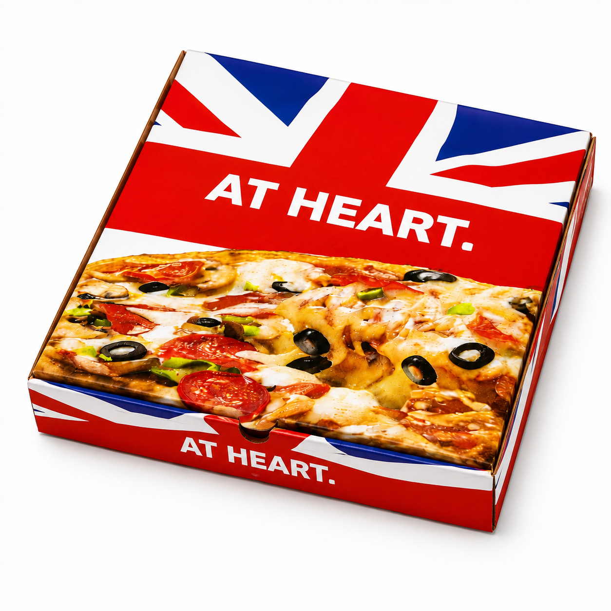 16" UK FLAG (AT HEART) PIZZA BOXES
