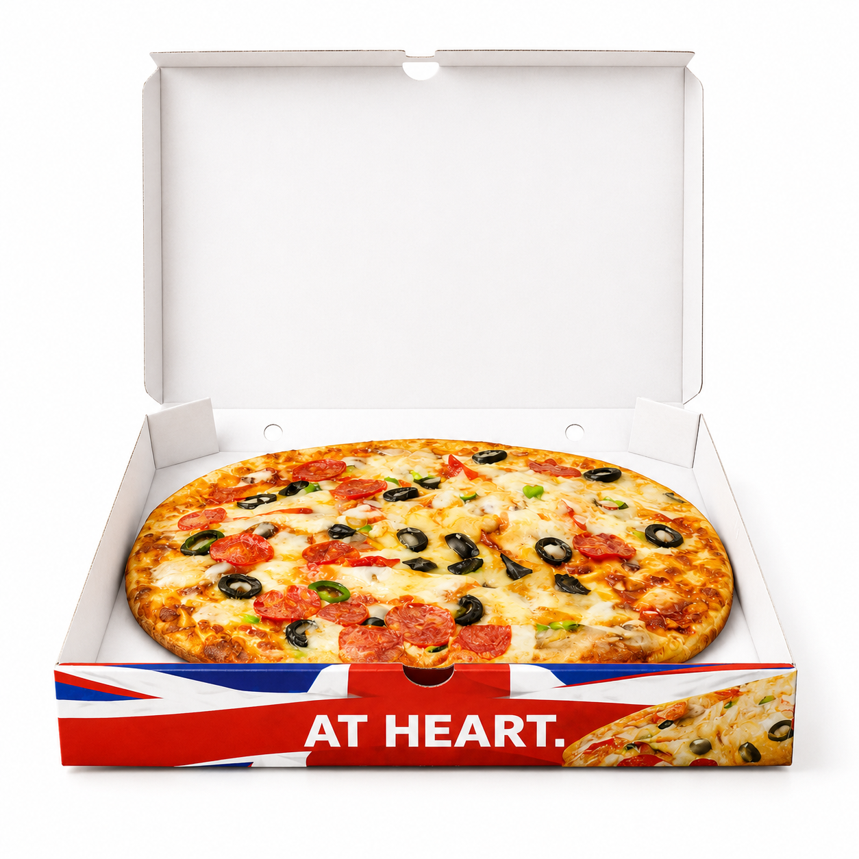 12" UK FLAG (AT HEART) PIZZA BOXES