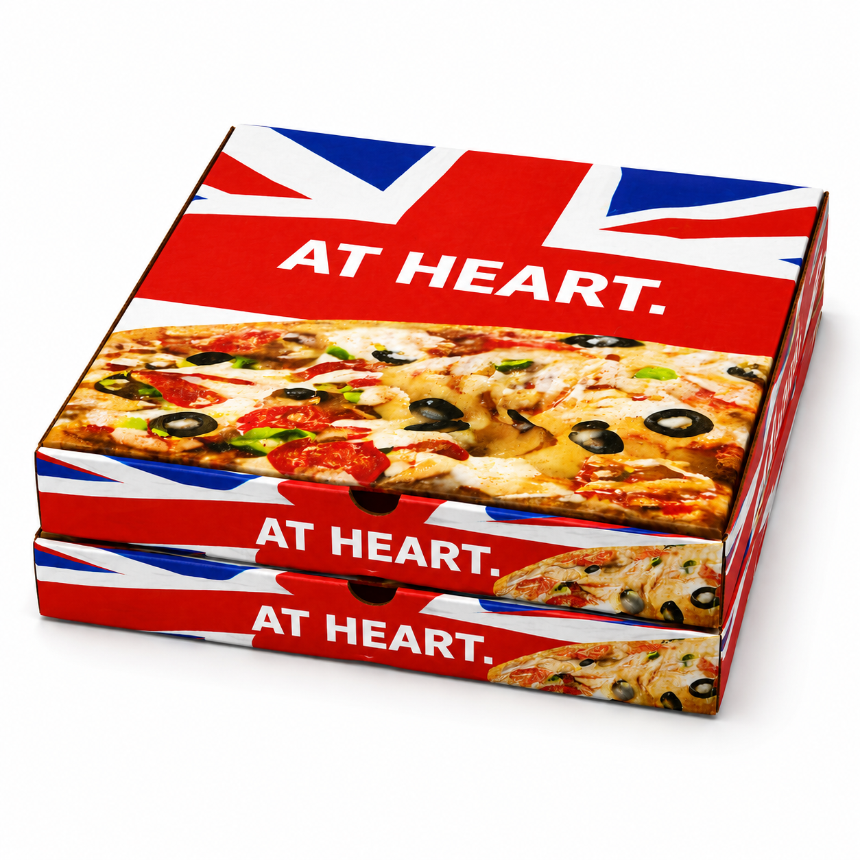 12" UK FLAG (AT HEART) PIZZA BOXES