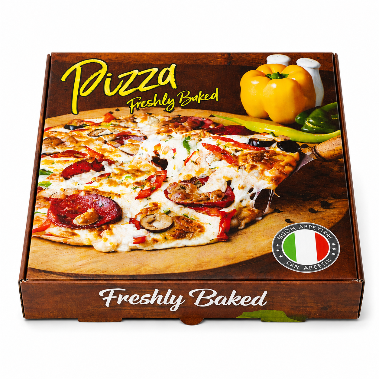 10" FRESHLY BAKED FULL COLOUR PIZZA BOXES