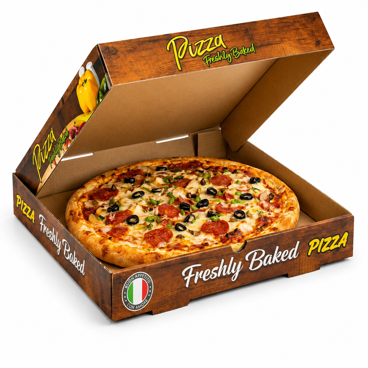 12" FRESHLY BAKED FULL COLOUR PIZZA BOXES