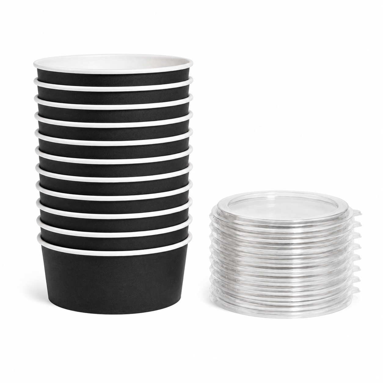 BLACK 1000ML HOT FOOD BOWLS WITH LIDS 2 BOXES 300