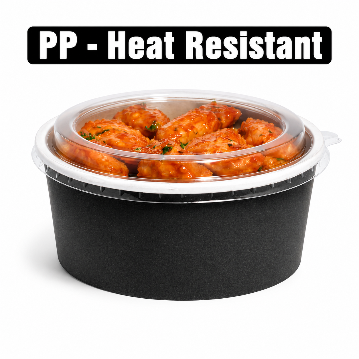 BLACK 1000ML HOT FOOD BOWLS WITH LIDS 2 BOXES 300