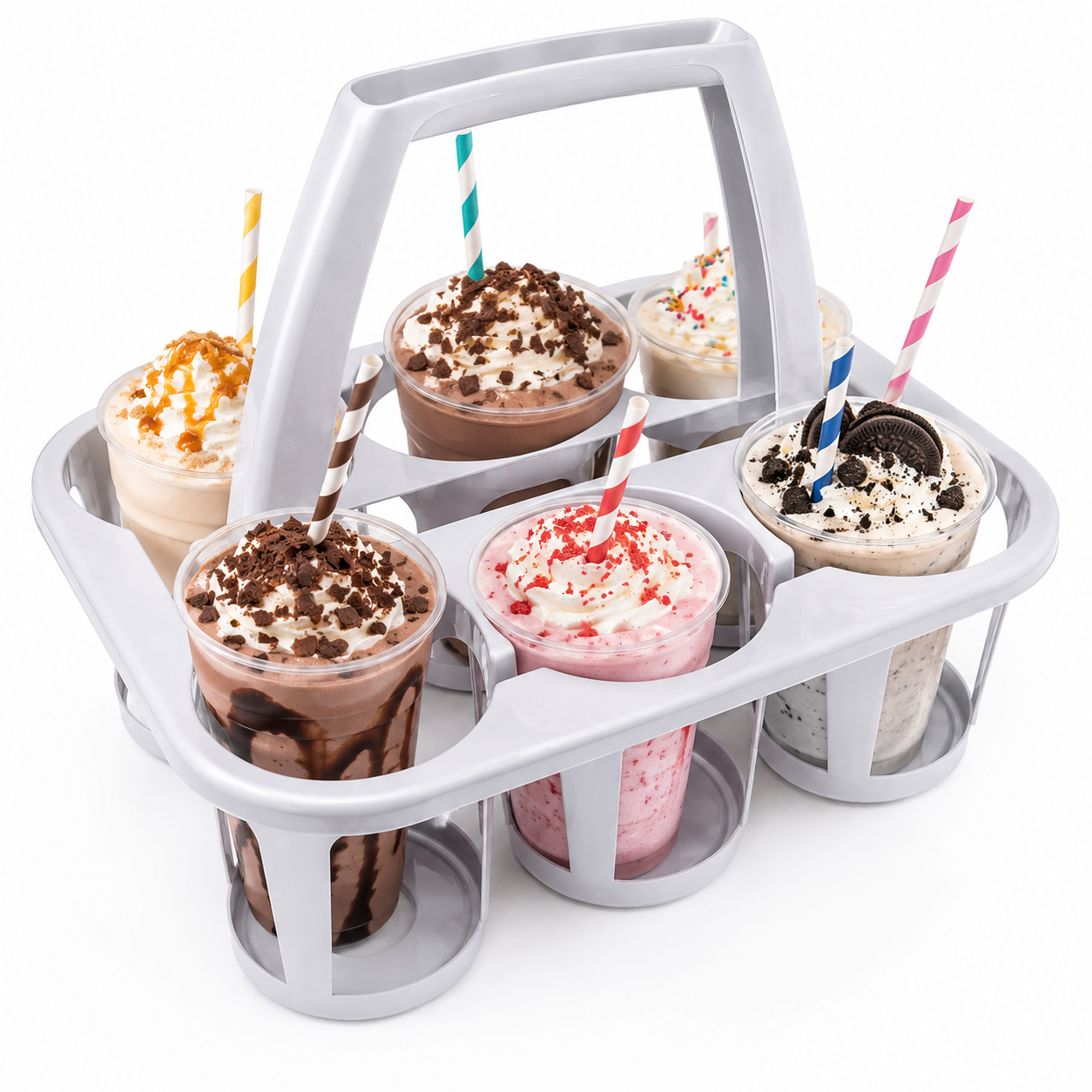 PLASTIC MILKSHAKE CARRIER HOLDER SILVER (6 CUP)