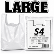 (BOX OF 1000) WHITE VEST CARRIER BAGS [S-4] LARGE