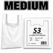 (PACKET OF 100) WHITE VEST CARRIER BAGS [S-3]