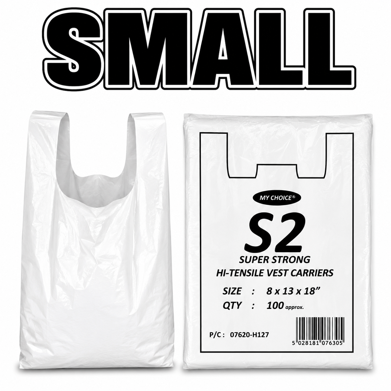 (BOX OF 2000) WHITE VEST CARRIER BAGS [S-2]