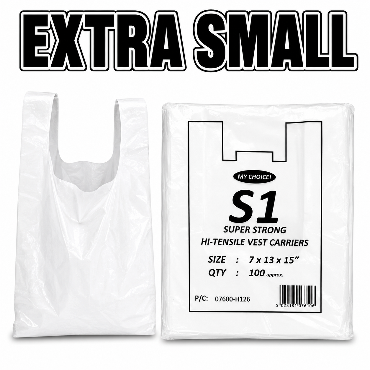 (BOX OF 2000) WHITE VEST CARRIER BAGS [S-1] SMALL