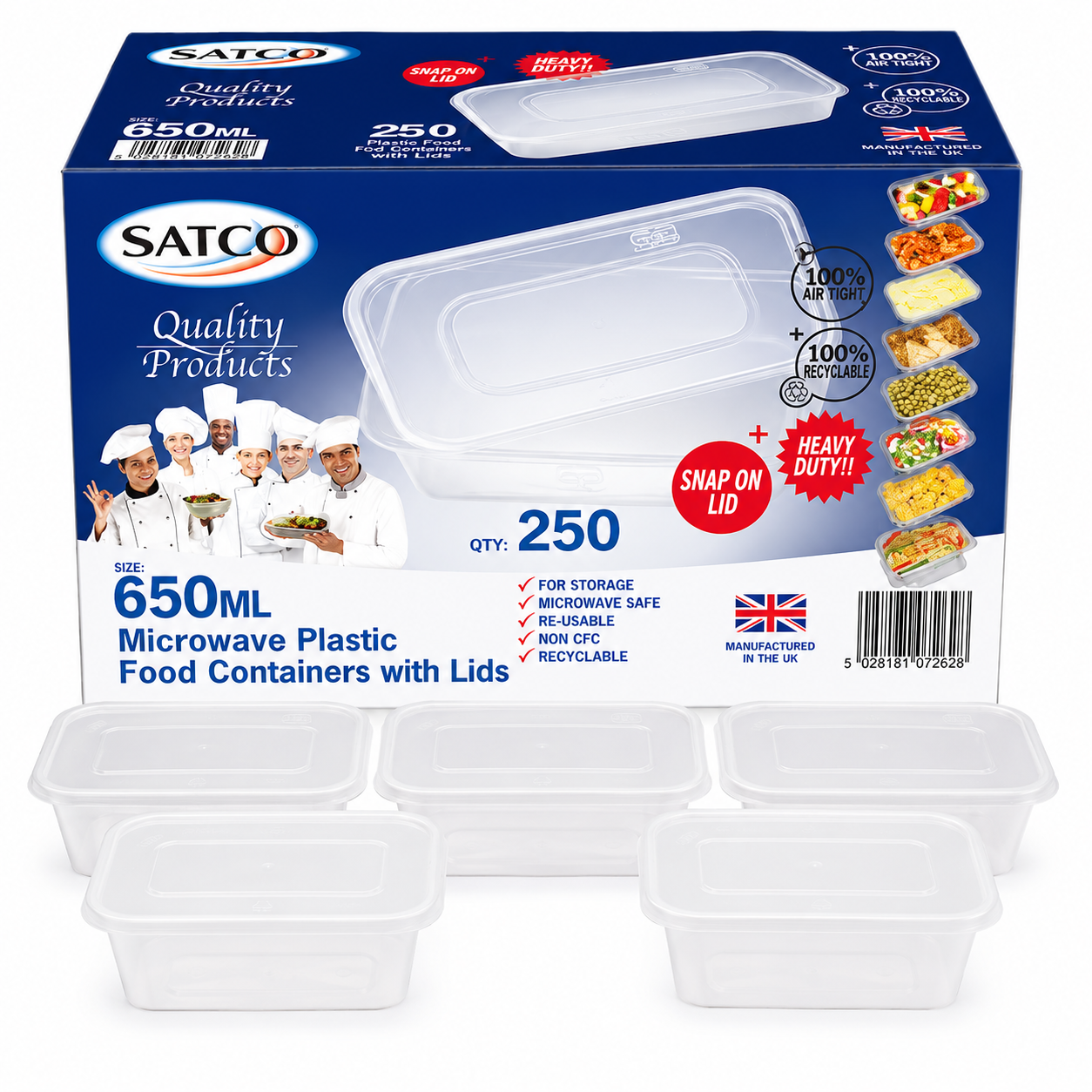 SATCO 650ML MICROWAVE CONTAINERS & LIDS BLUE BOX