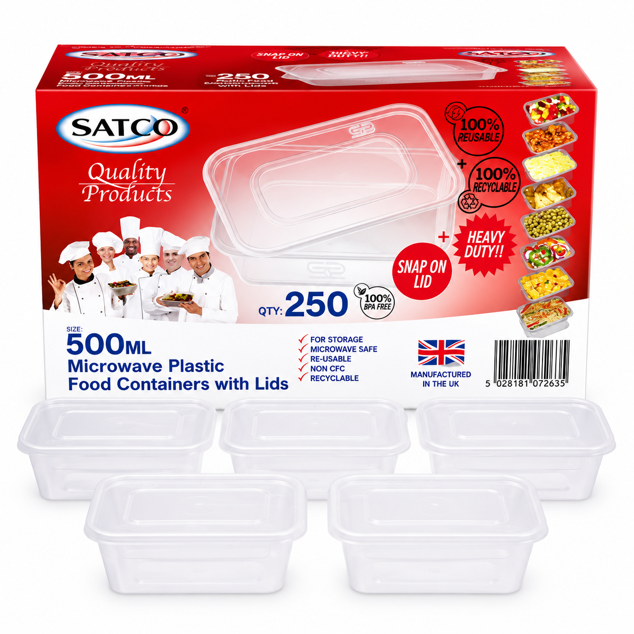 SATCO 500ML MICROWAVE CONTAINER & LIDS 250 PCS