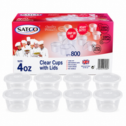 SATCO 4OZ PLASTIC CUPS & LIDS (800 PCS) RED BOX