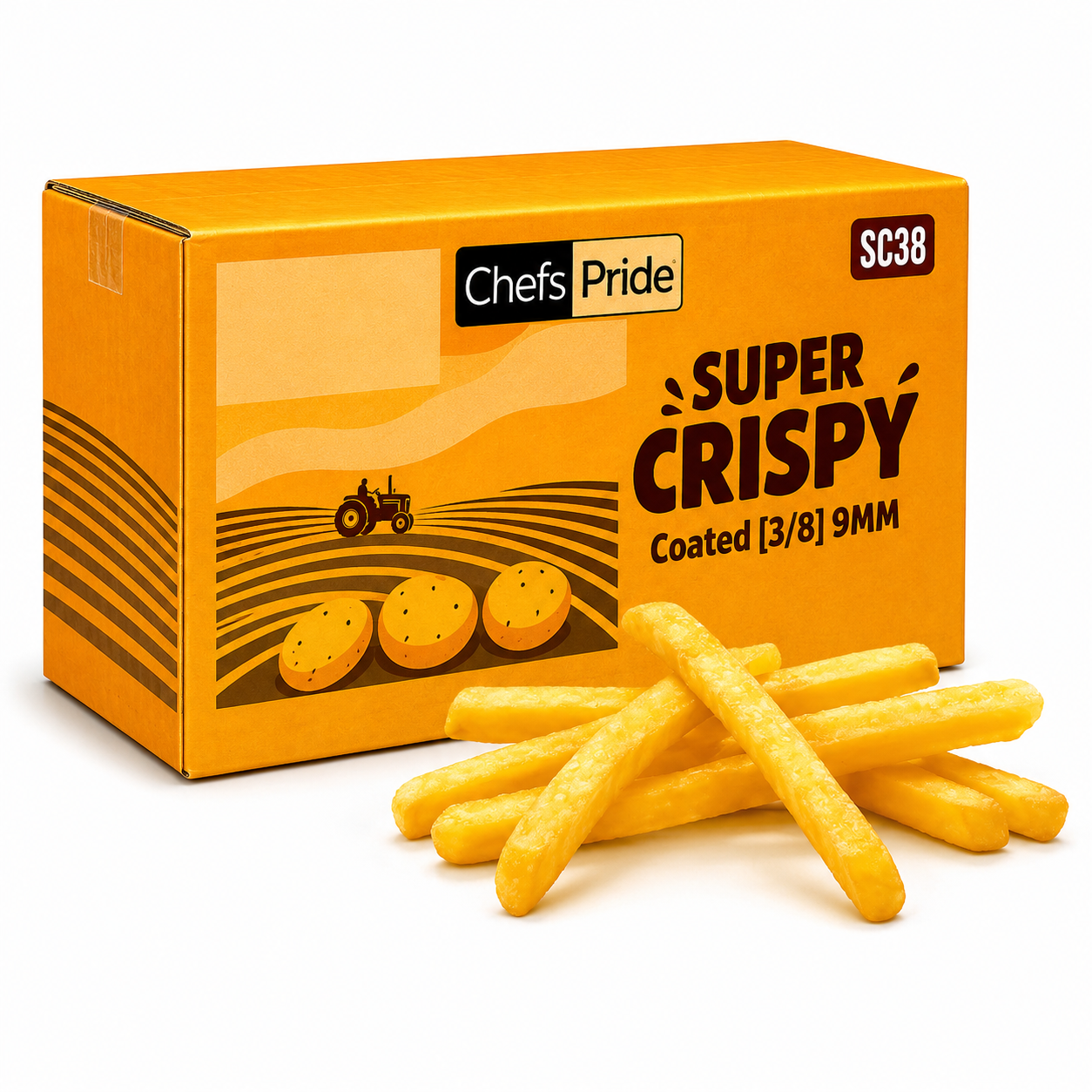 CHEFS PRIDE SUPER CRISPY COATED 9MM FRIES 3/8 9KG