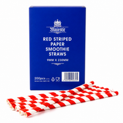 9MM RED STRIPED MILK SHAKE DRINKING STRAWS 1X200