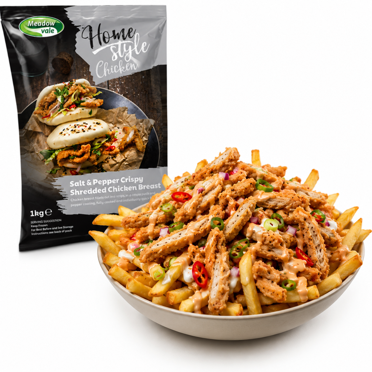 HOMESTYLE CRISPY SHREDDED SALT & PEPPER 1KG PACKET