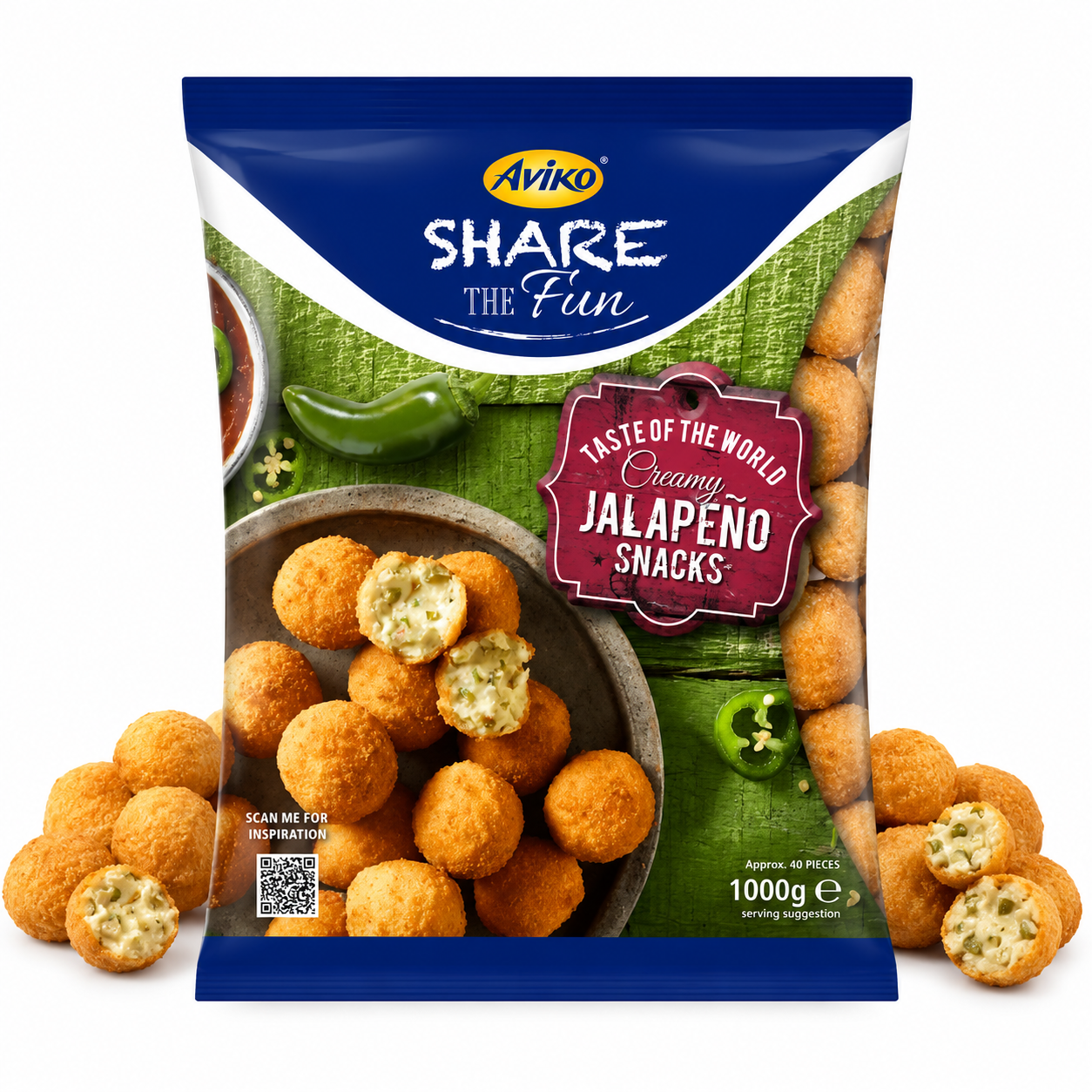 AVIKO CREAM CHEESE JALAPENO SNACKS  1 KG