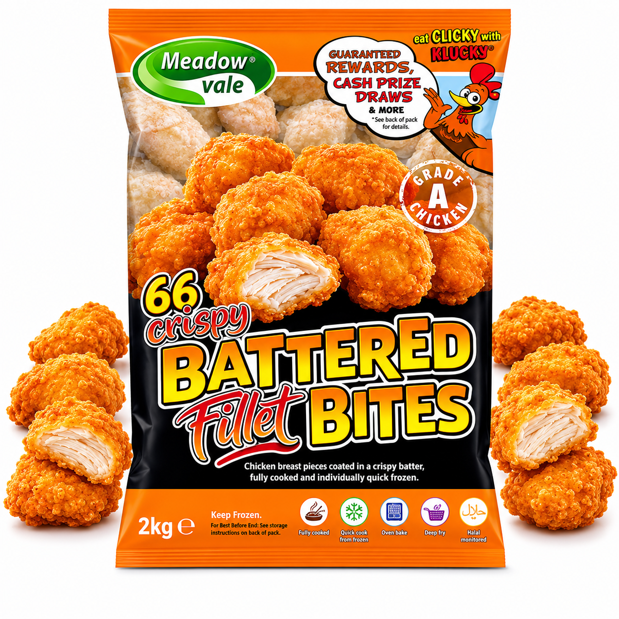 MEADOWVALE BATTERED CHICKEN FILLET BITES (30G)