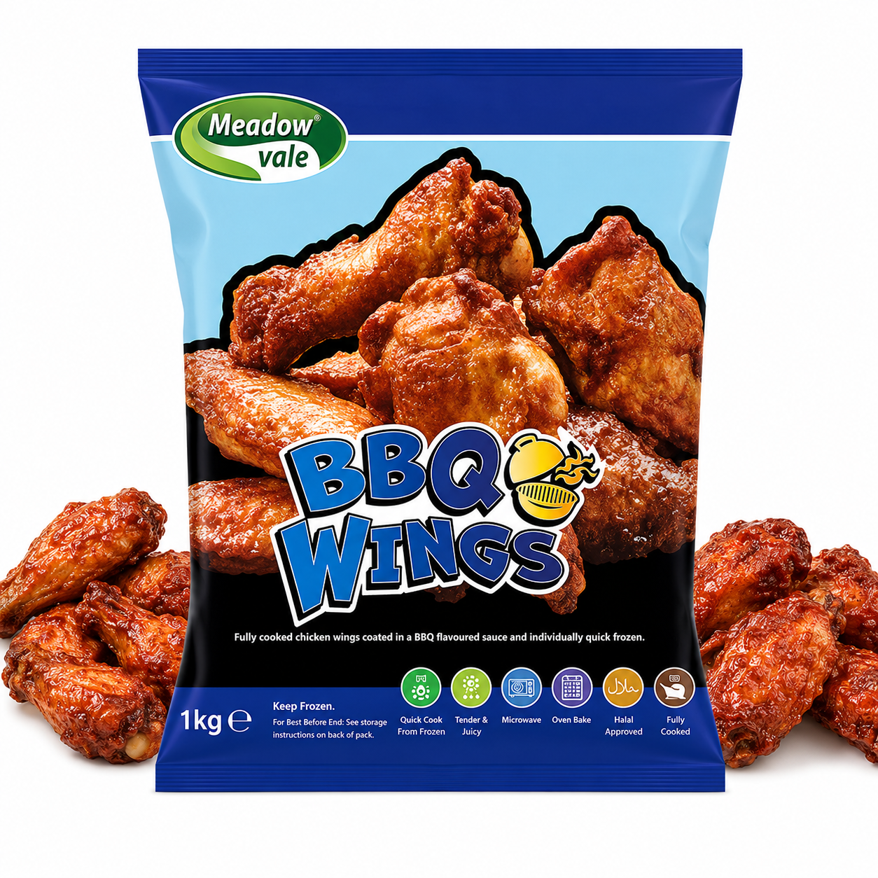MEADOWVALE BBQ CHICKEN WINGS 1KG