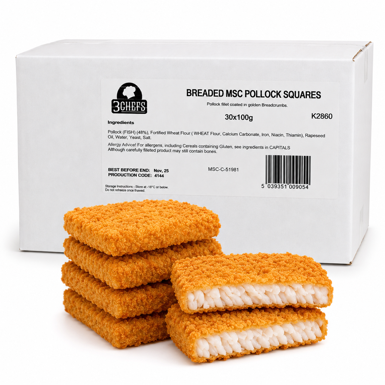 FISH BURGERS (SQUARE) BREADED 30X100G