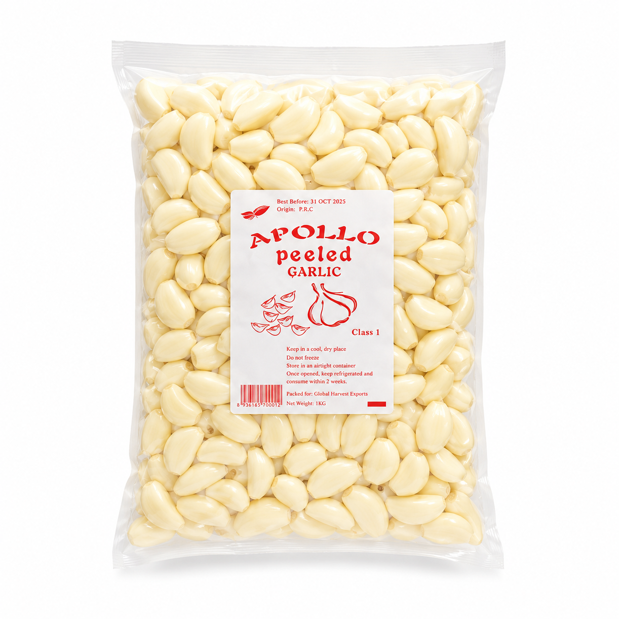Fresh Peeled Garlic Cloves Packet 1kg