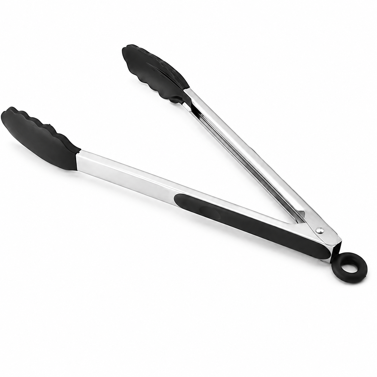 12" BLACK SILICONE TONGS