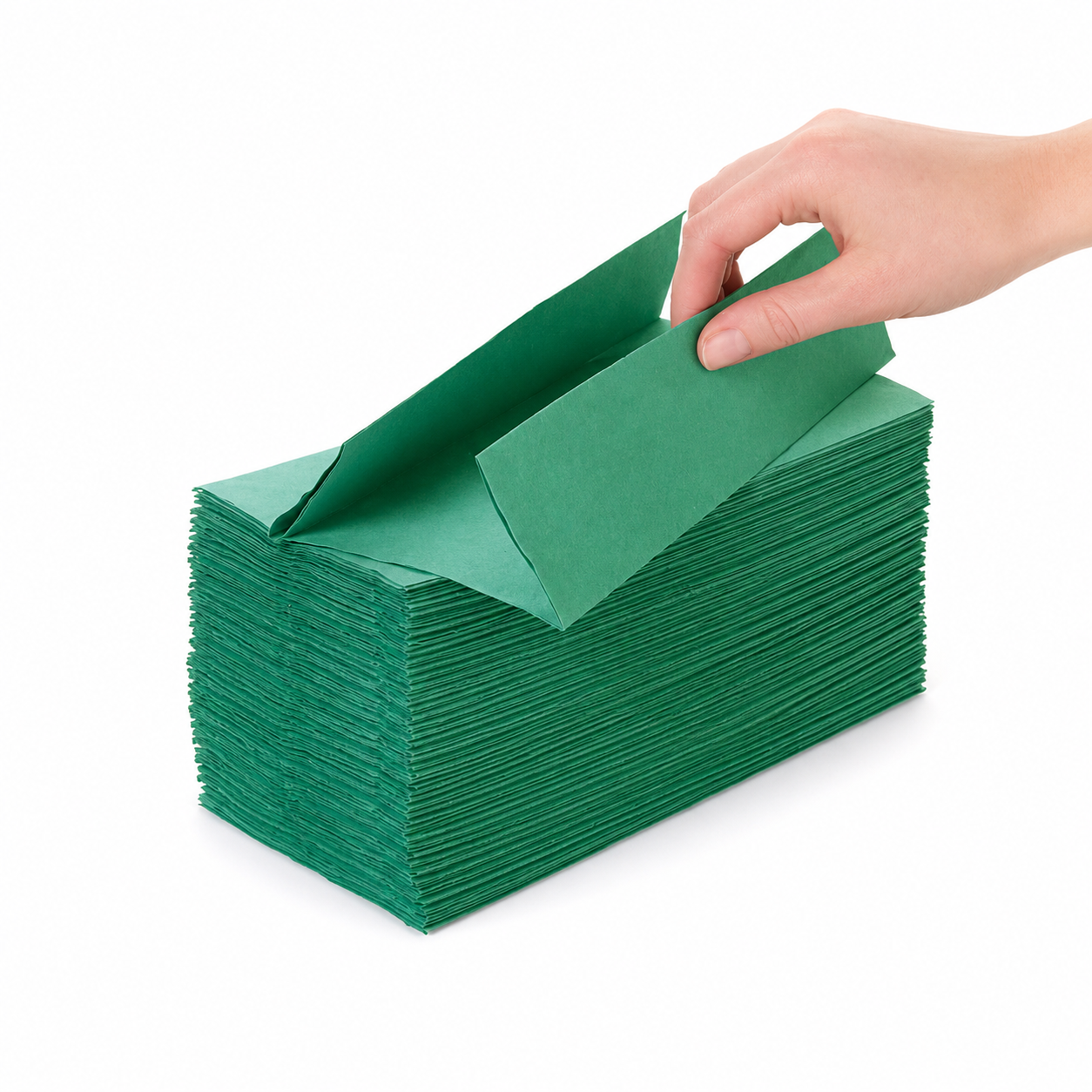 "NOVA GREEN" C FOLD HAND TOWELS GREEN  (WHITE BOX)