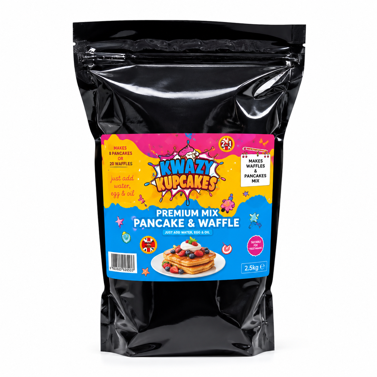 KWAZY KUPCAKES [2IN1] WAFFLE + PANCAKE MIX 2.5KG