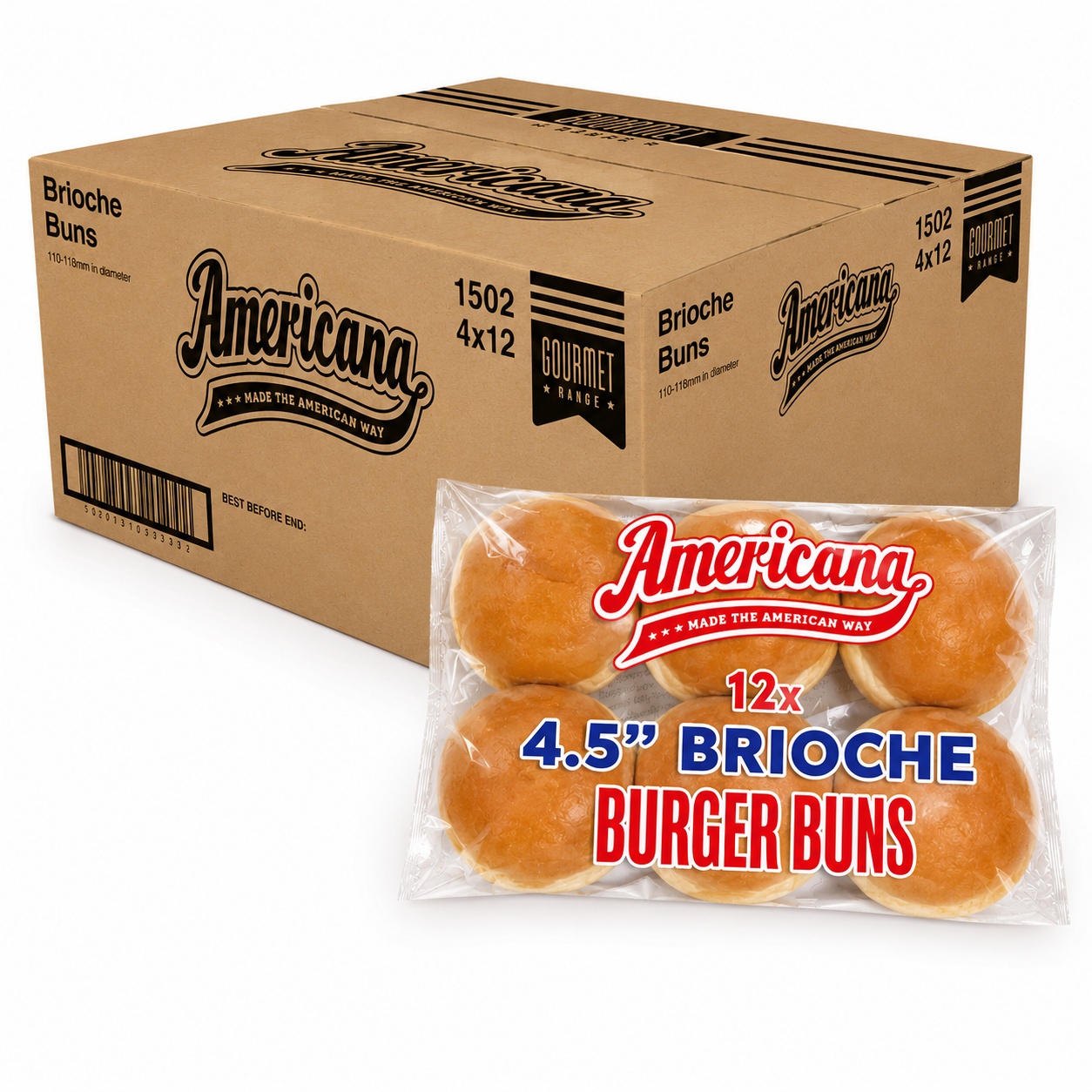 AMERICANA [BRIOCHE] BUNS 4.5" UNSEEDED 48X82G