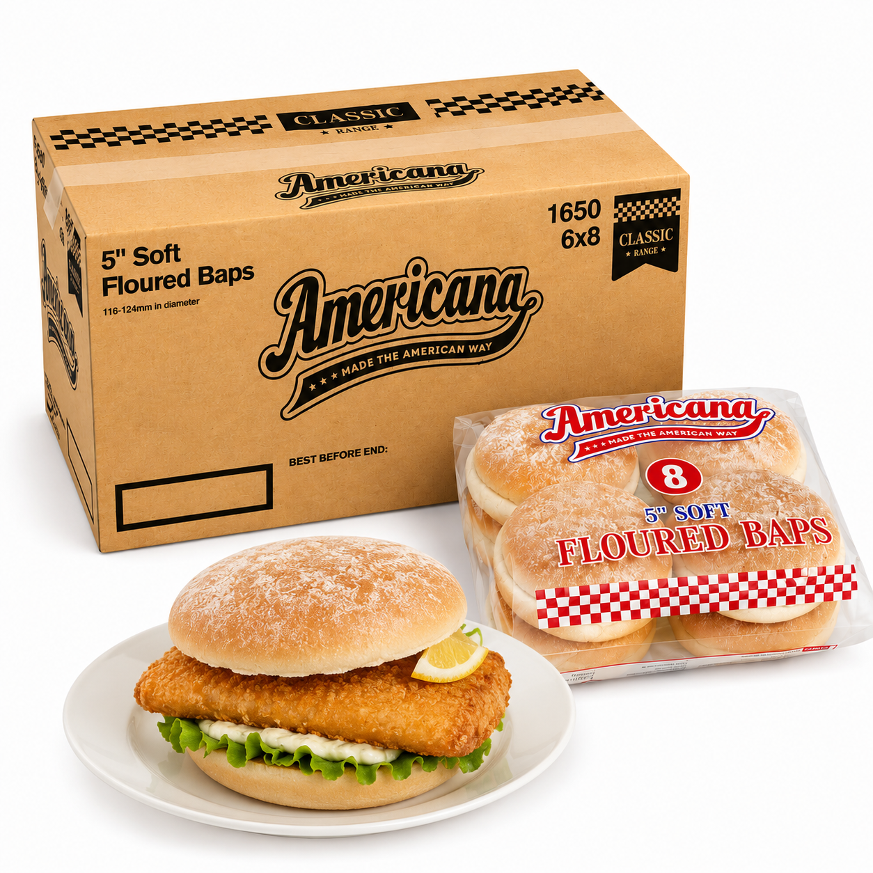 AMERICANA [FLOURED BAPS] 5" 48 PCS
