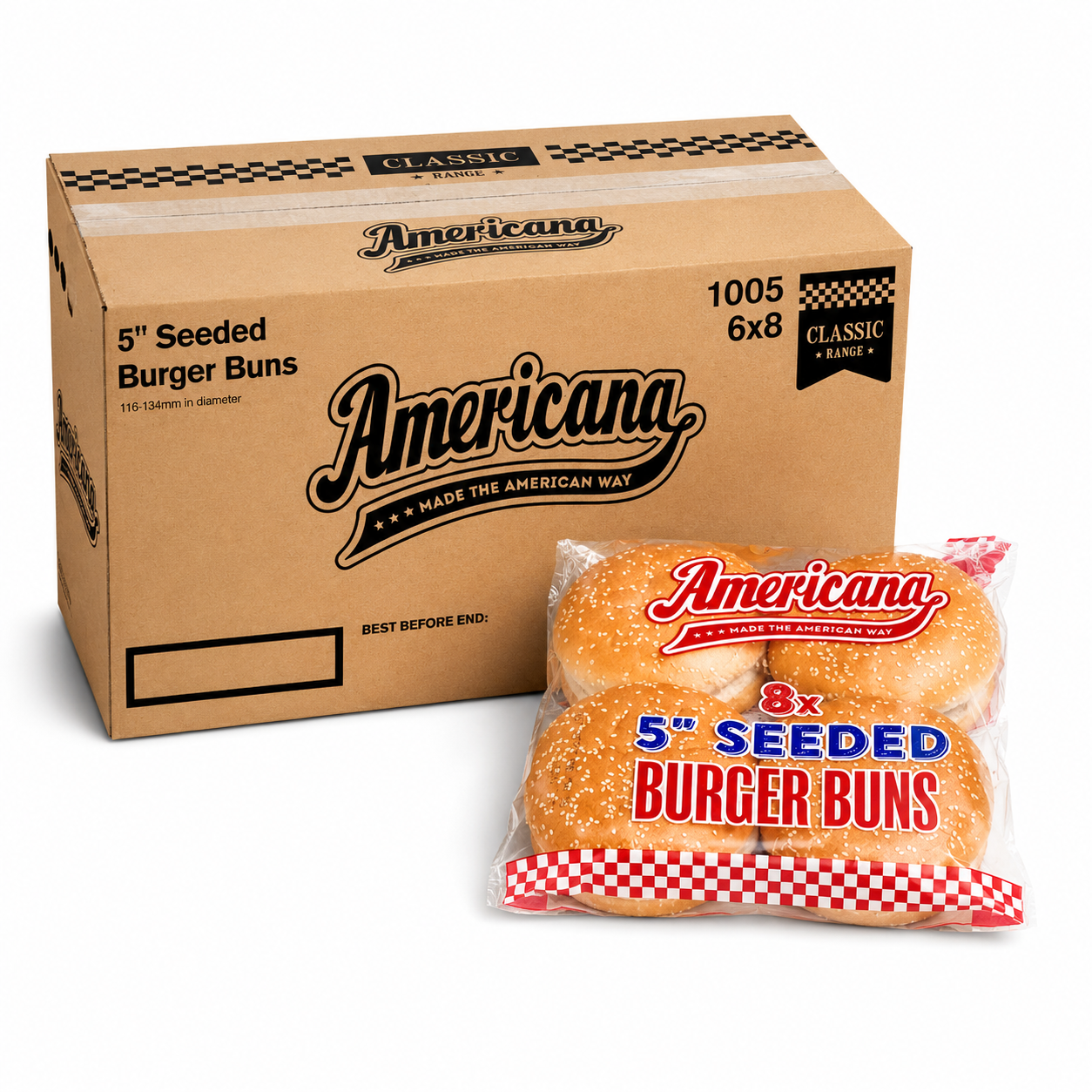 AMERICANA SEEDED BUNS 5" 1X48