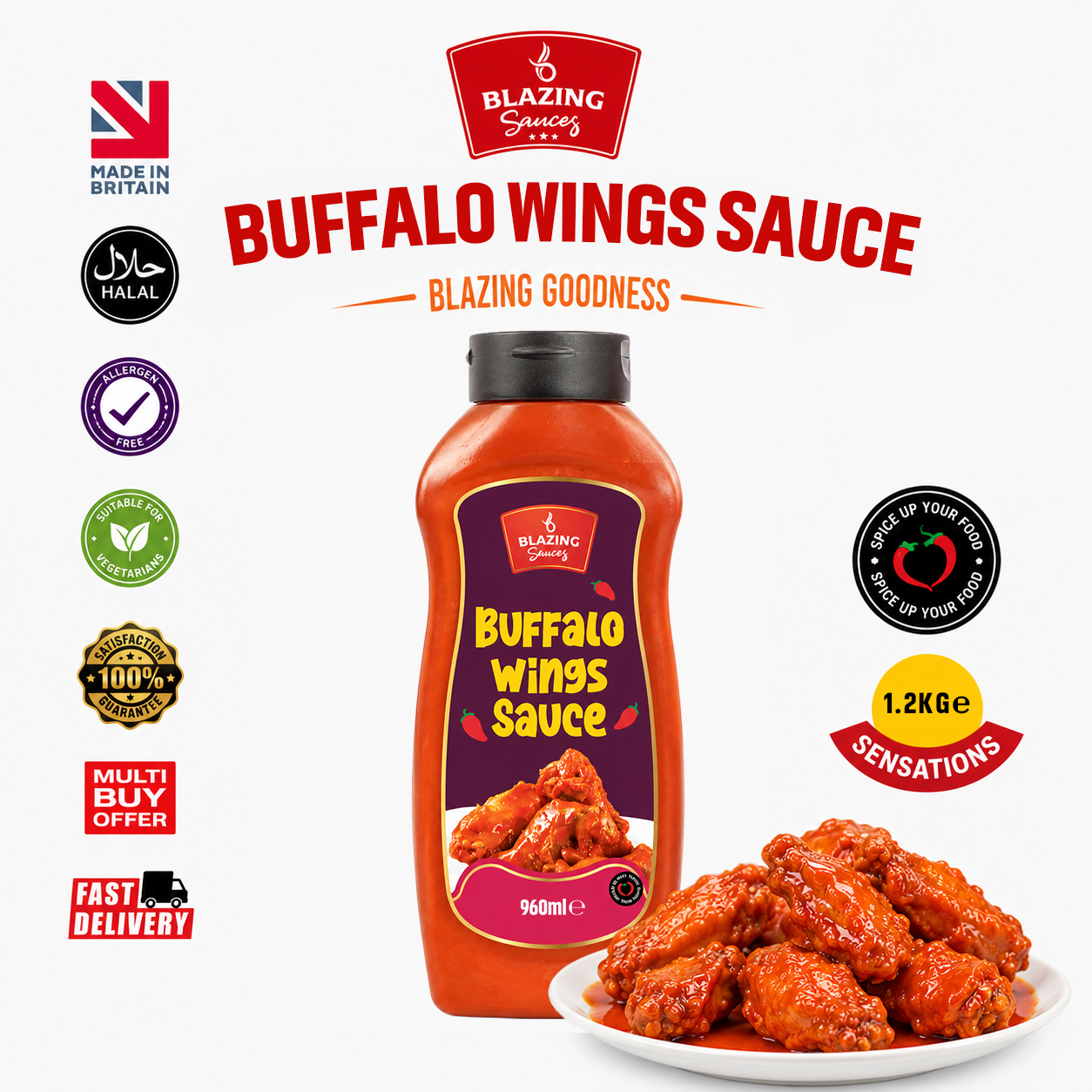 BLAZING'S BUFFALO WINGS SAUCE 960ML