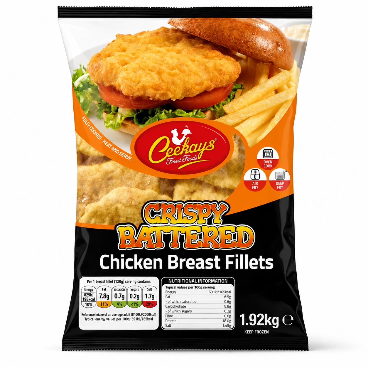 CEEKAYS CRISPY BATTERED CHICKEN FILLETS 1.92KG
