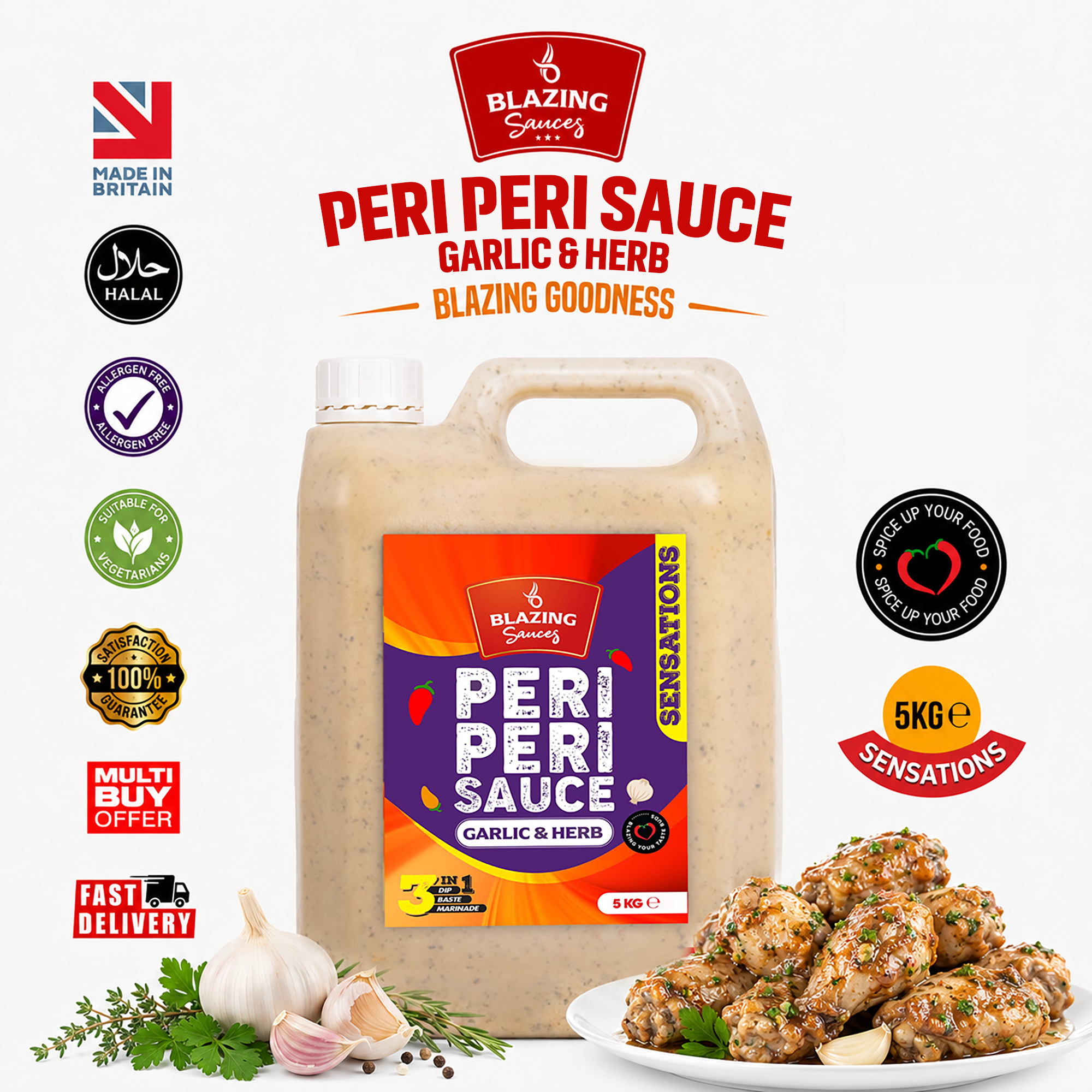 BLAZING GARLIC & HERB PERI PERI SAUCE 5LTR