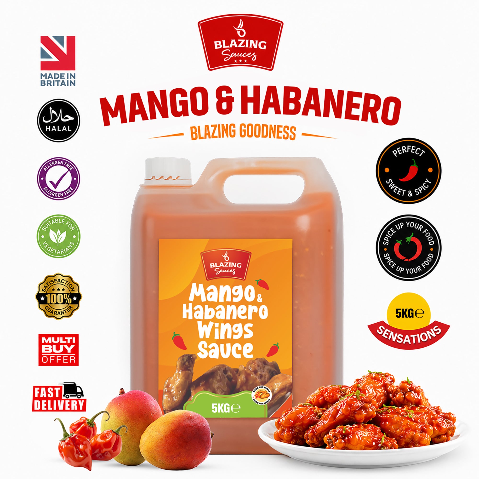 BLAZING'S MANGO & HABANERO WINGS SAUCE 5LTR