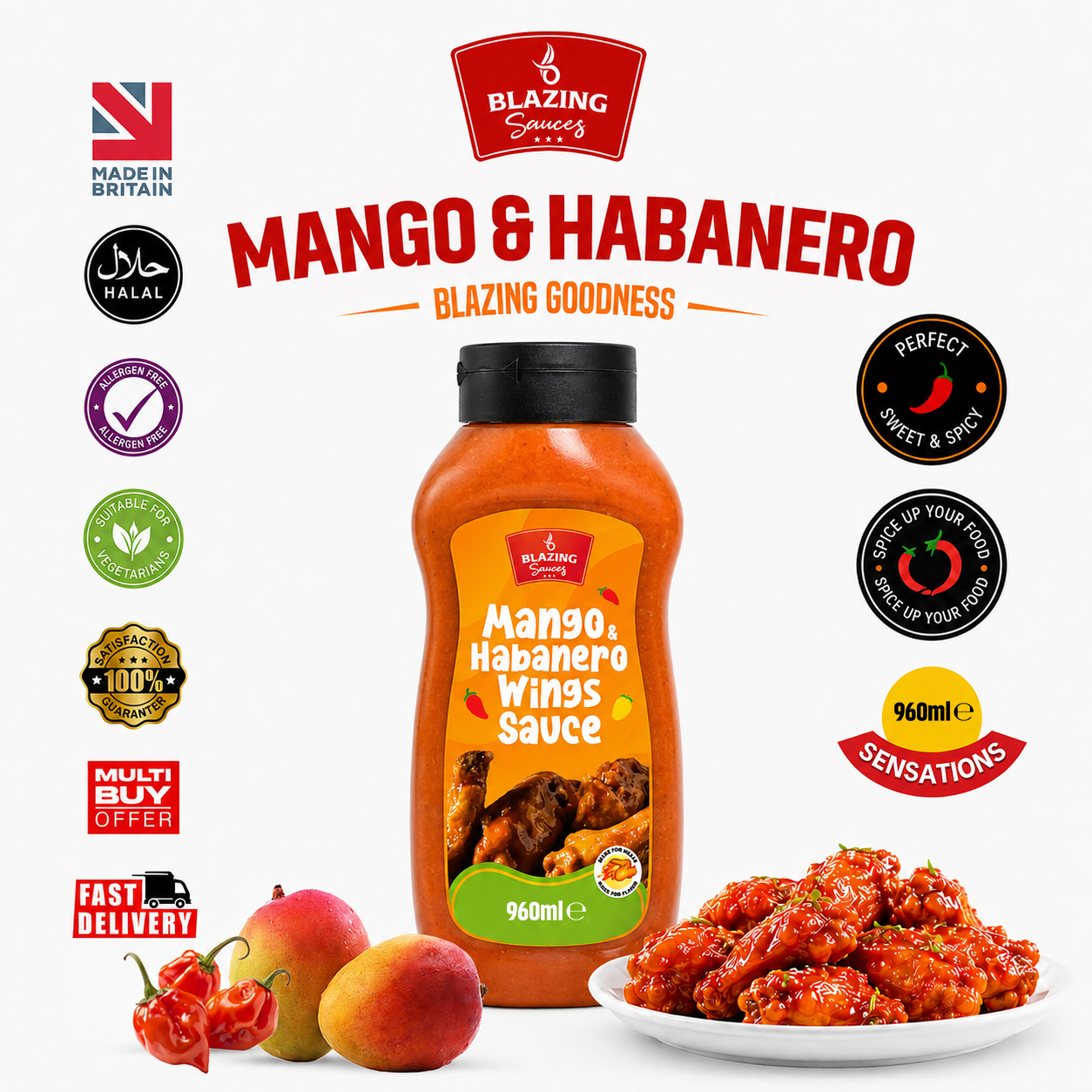 BLAZING MANGO & HABANERO WINGS SAUCE 960ML