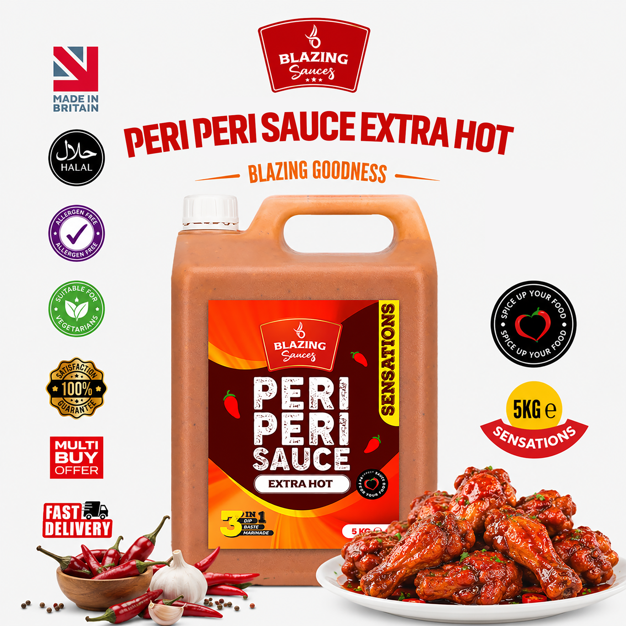 BLAZING EXTRA HOT PERI PERI SAUCE 5 LTR