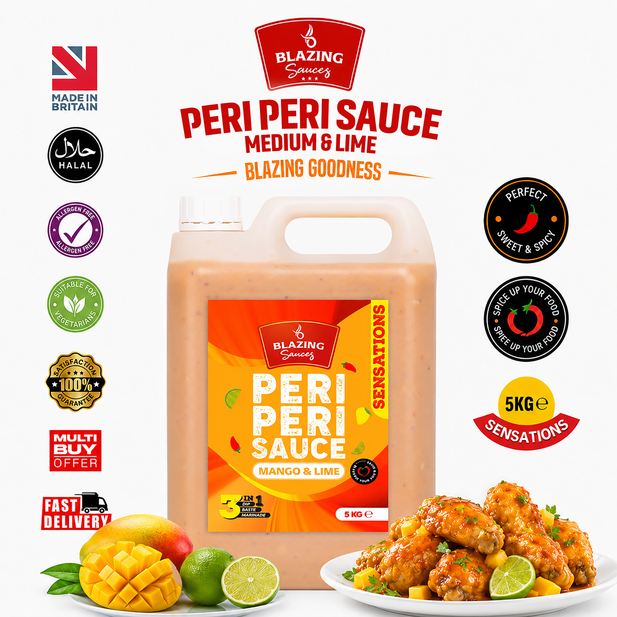 BLAZING MANGO & LIME PERI PERI SAUCE 5LTR