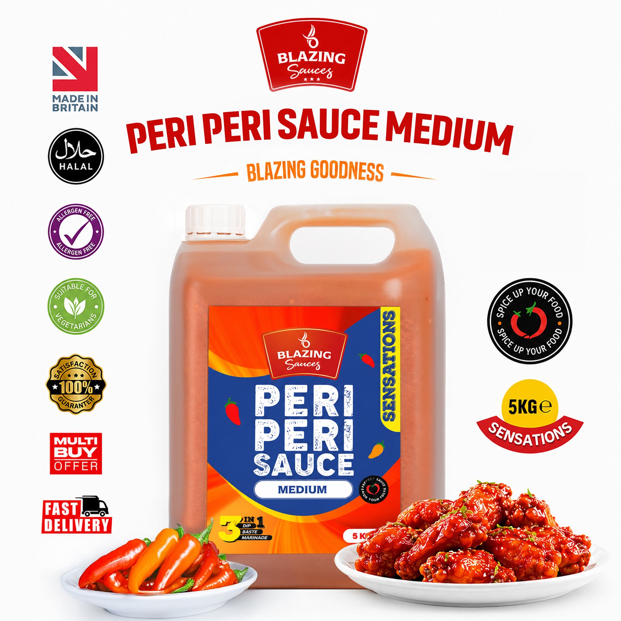 BLAZING MEDIUM PERI PERI SAUCE 5LTR