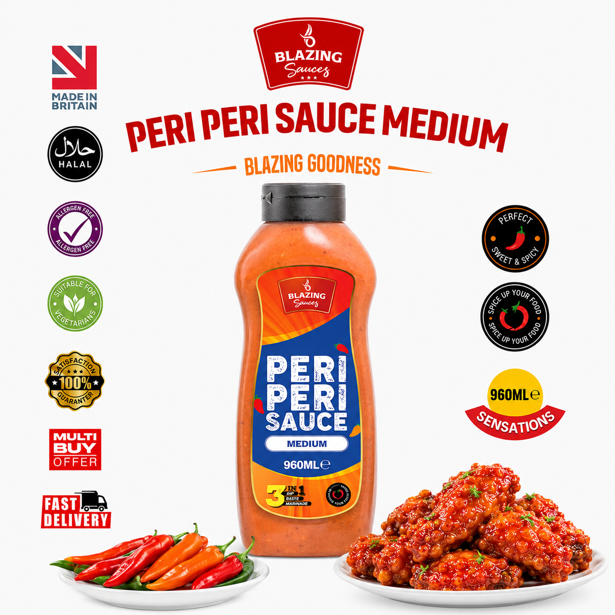 BLAZING MEDIUM PERI PERI SAUCE 1 LTR