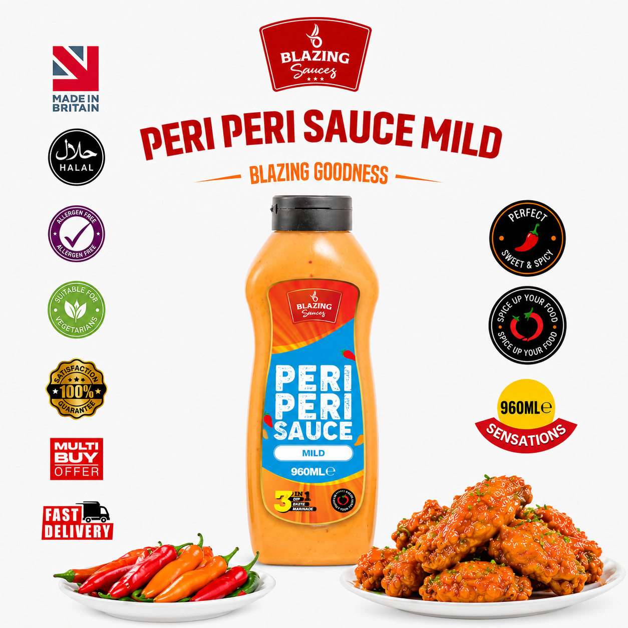 BLAZING MILD PERI PERI SAUCE 1LTR