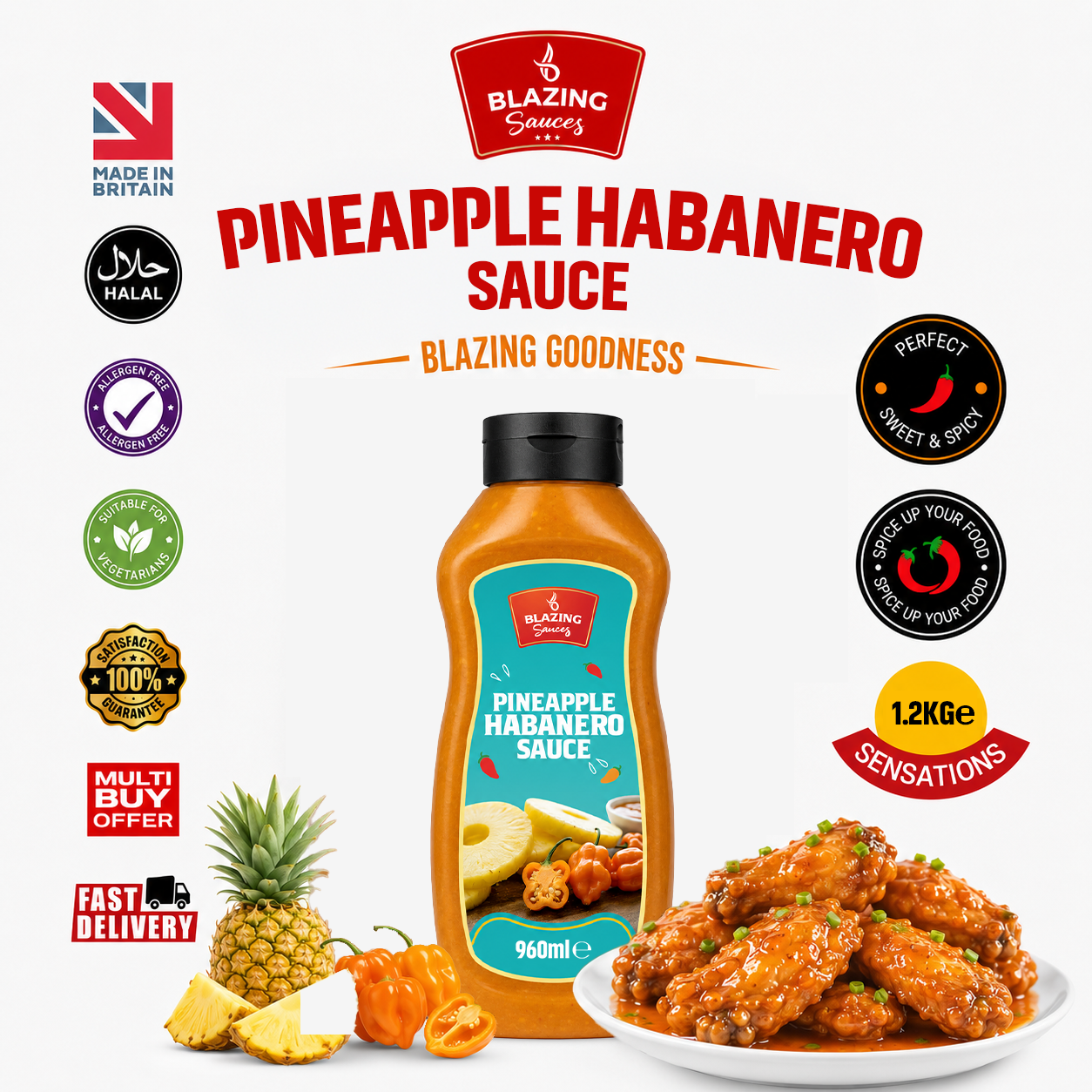 BLAZING PINEAPPLE & HABANERO WINGS SAUCE 960ML
