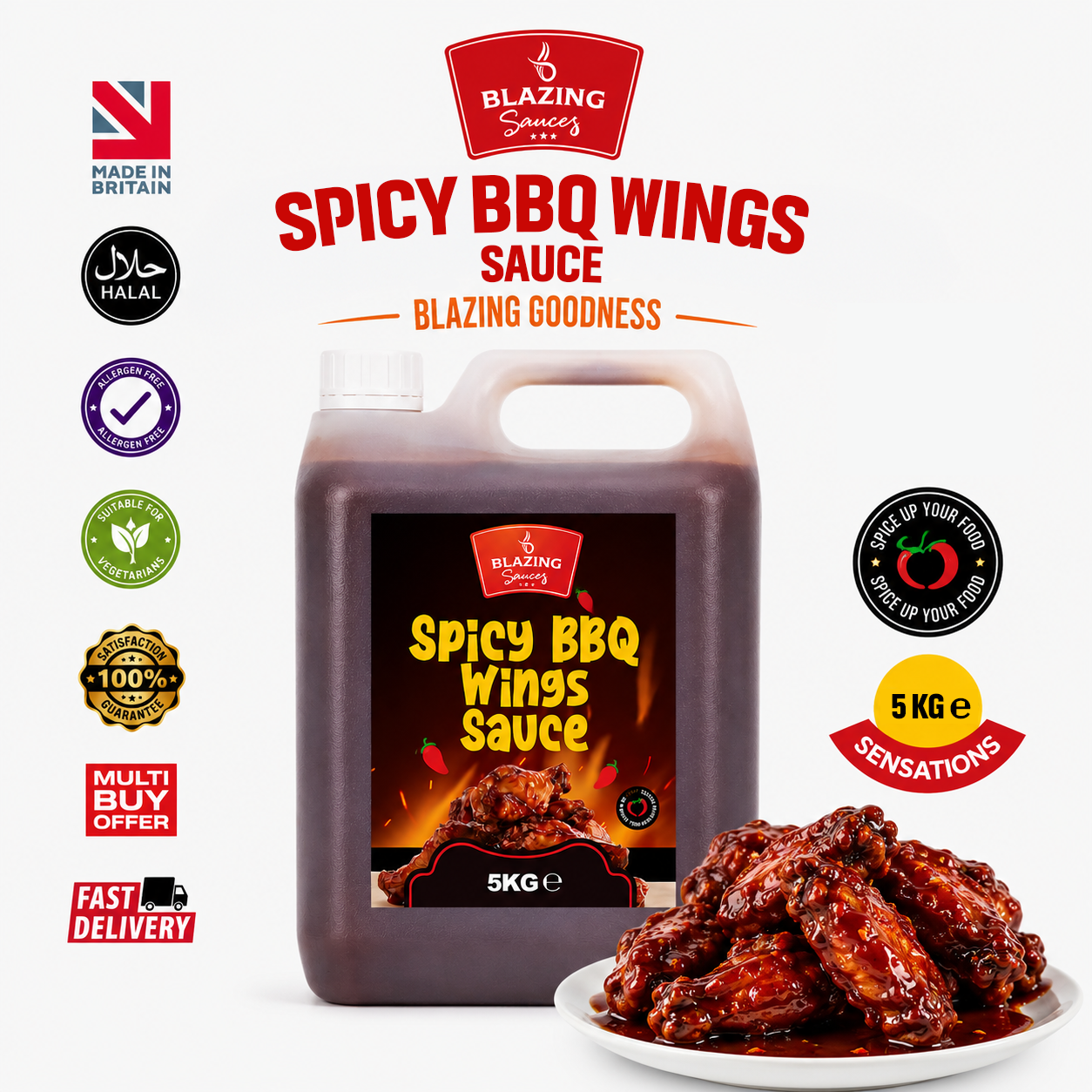 BLAZING'S SPICY BBQ WINGS SAUCE 5LTR